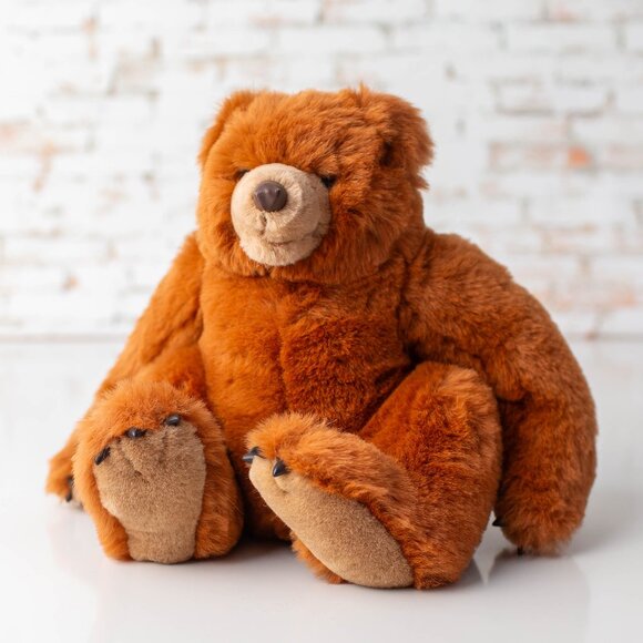 Vintage 1987 Hamilton Gifts Presents Plush Brown Bear Stuffed Animal Korea 15” - Picture 1 of 9